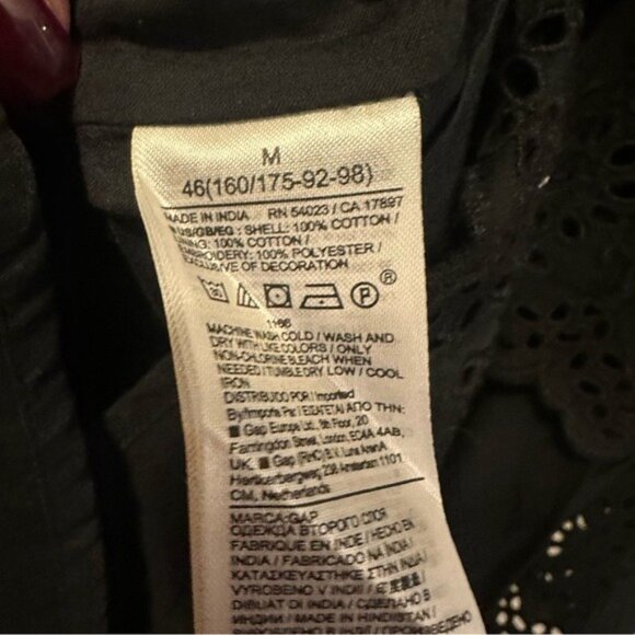 Gap Black Organic Cotton Eyelet Ruffle Mini Dress Size M NWT Romanticcore - Picture 12 of 15